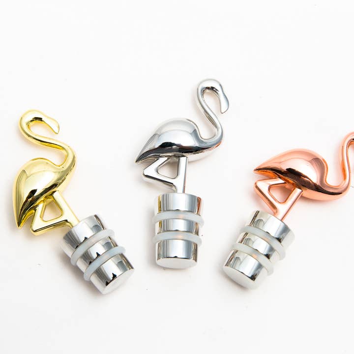 VINOLEM - Wholesale Wine Stopper - Ludi-Vin Silver Flamingo Stopper6