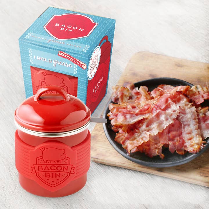 TALISMAN DESIGNS - Wholesale Kitchen Tool/Gadget - Metal Bacon Bin Grease Holder- Red