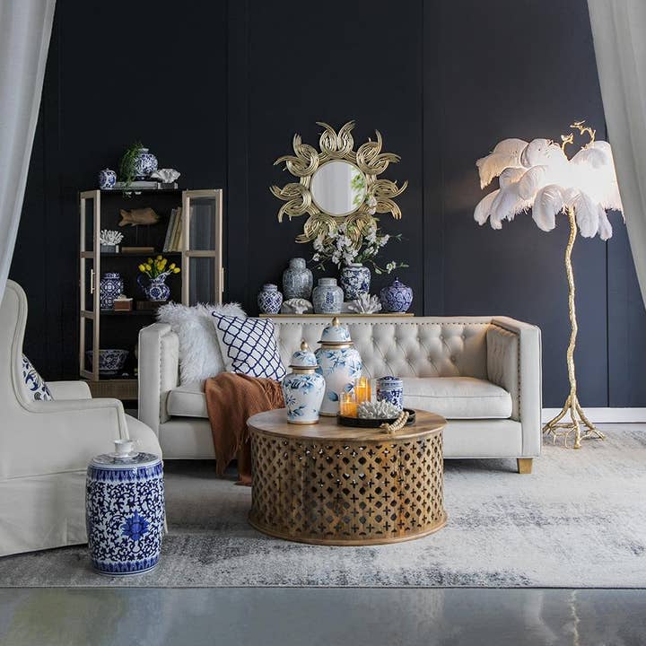 A&B Home Group Inc. - Wholesale Decorative Jar - D5x5.5" Aline Decorative Tea Caddy - Blue/White9