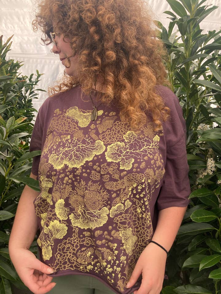 Solstice Handmade - Wholesale Screen Printed T-Shirt - Women's - Slime Mold Organic Cotton T shirt - Purple