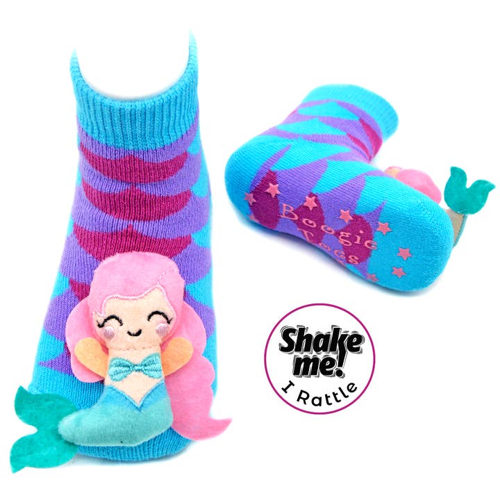 Rainbow Mermaid Boogie Toes - Baby Rattle Socks for wholesale by Boogie Toes