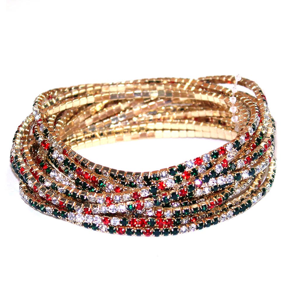 What's Hot - Vente Bracelet de perles - Bracelets extensibles multi-rangs en cristal de couleur de Noël0