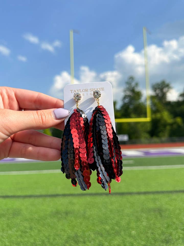 Red/Black Sequin Tassels for wholesale by Taylor Shaye Designs