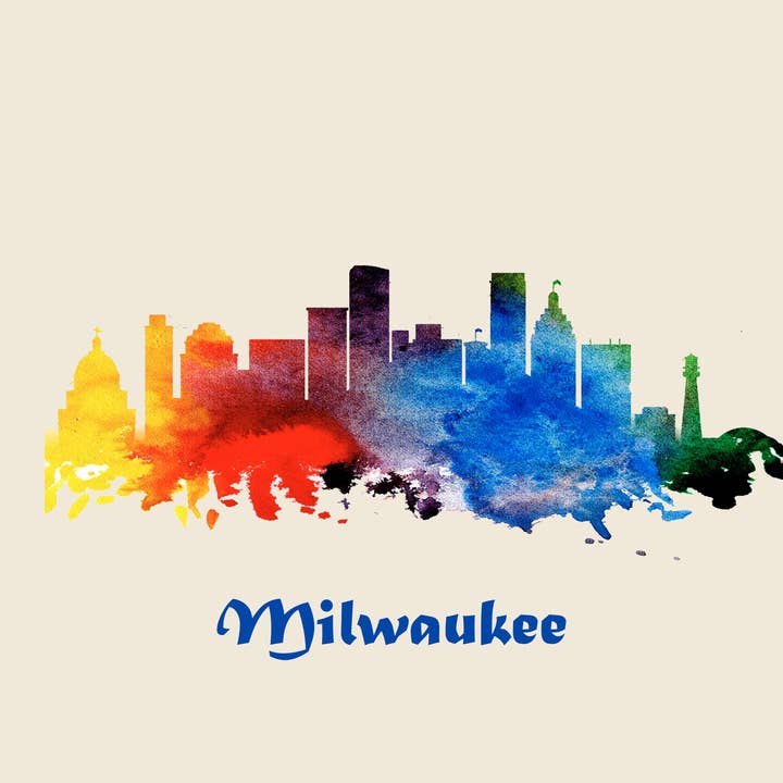 City Of Milwaukee Skyline Poster Watercolor Art 3 for wholesale by BMS BIZ