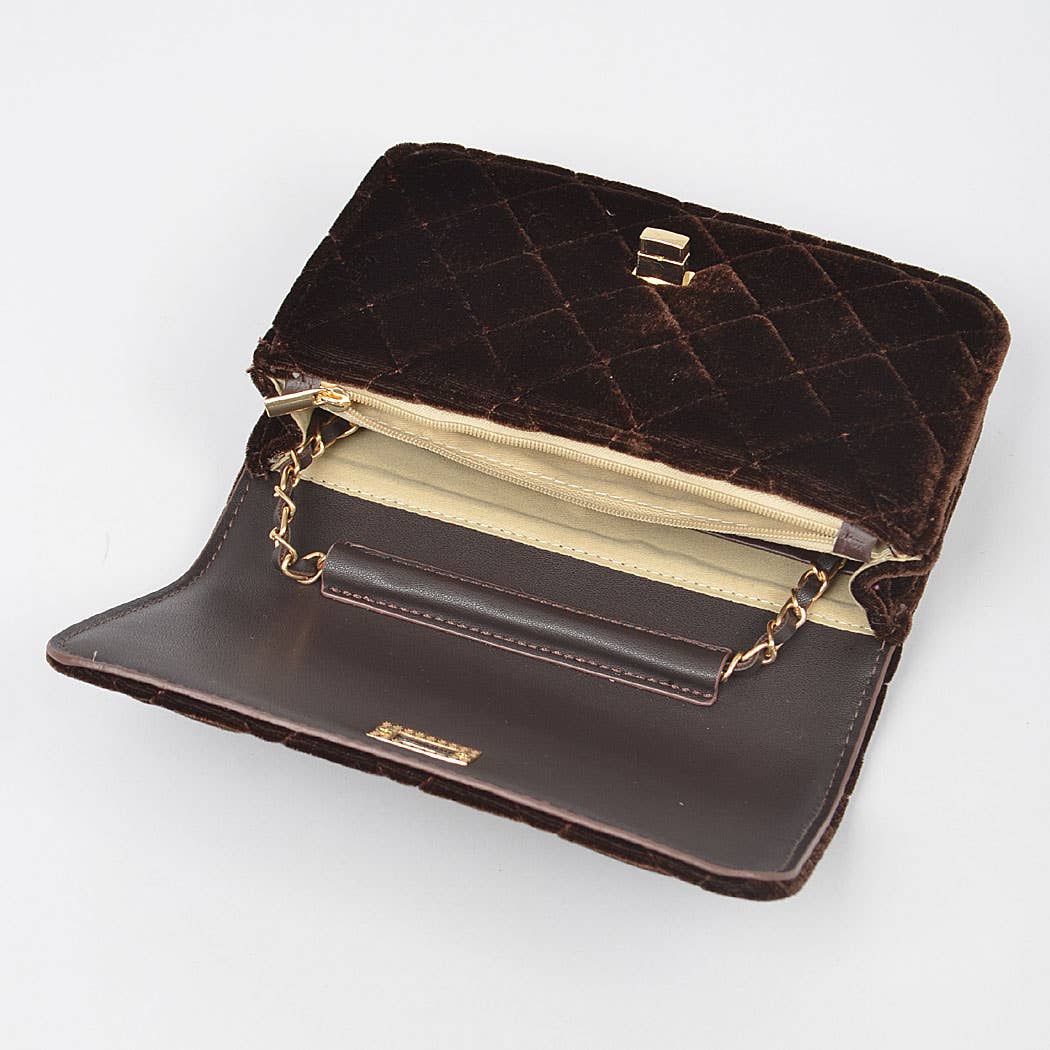 3AM BY H&D ACCESSORIES - Wholesale Shoulder Bag - Women's - Quilted Velvet Shoulder Bag2