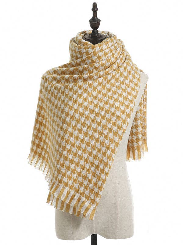 VividLux - Wholesale Scarf - Women's - Fringed Houndstooth Keep Warm Shawl&Scarf1