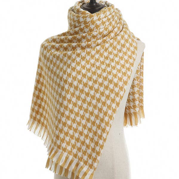VividLux - Wholesale Scarf - Women's - Fringed Houndstooth Keep Warm Shawl&Scarf1