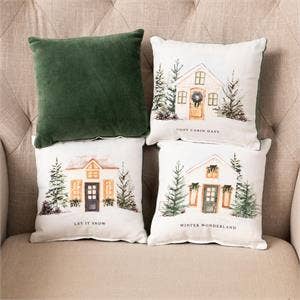 Audrey's Home & Gift - Wholesale Throw/Decorative Pillow - Mini Pillows - Cozy Winter Cottages (Pk/04 Ast)1