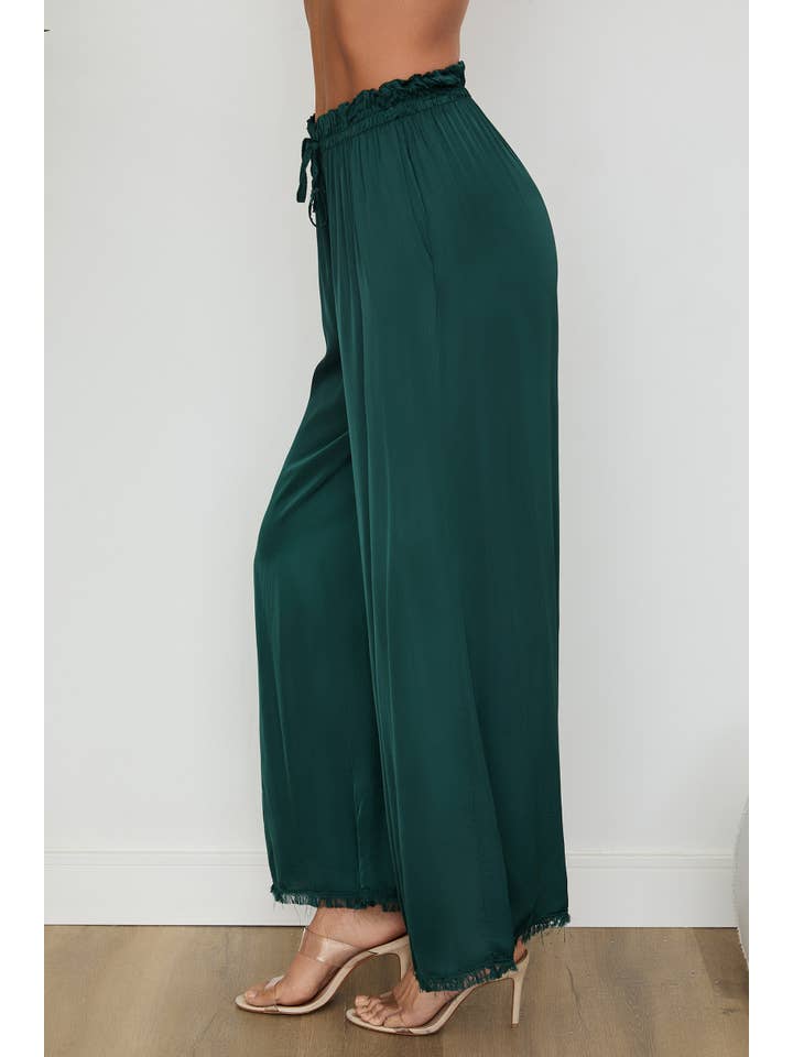 VENTI6 - Vendita all'ingrosso Pantalone - Donna - PANTALONI A GAMBA LARGA CON ORLO A FRANGE IN SETA ITALIANA (6109)23