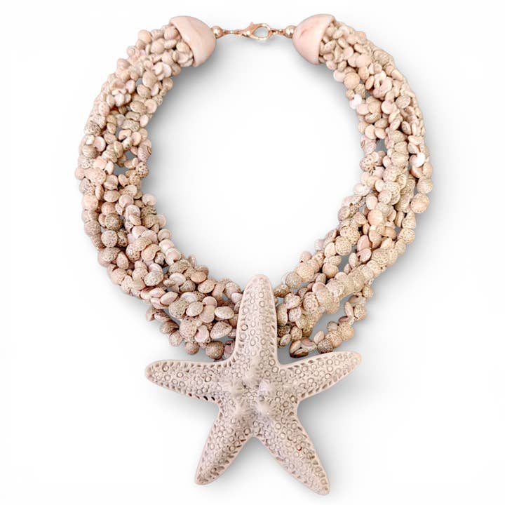 Chunky Beaded Starfish Necklace | Summer Statement Jewelry for wholesale by Bijoux Envie Statement Jewelry