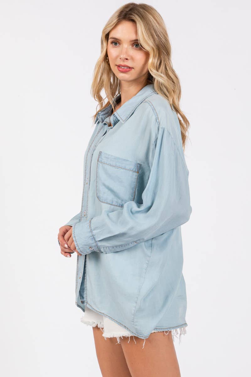 ZiA Apparel - Wholesale Button Down Shirt - Women's - V-NECK LAPEL COLLAR SHIRT 12