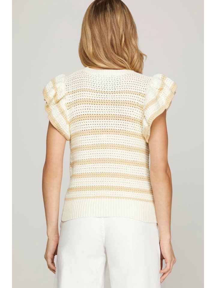 Peace Love Line - Venta al por mayor Jersey de punto - Mujer - PL5588 - TOP DE CROCHÉ CON MANGAS CON VOLANTES6