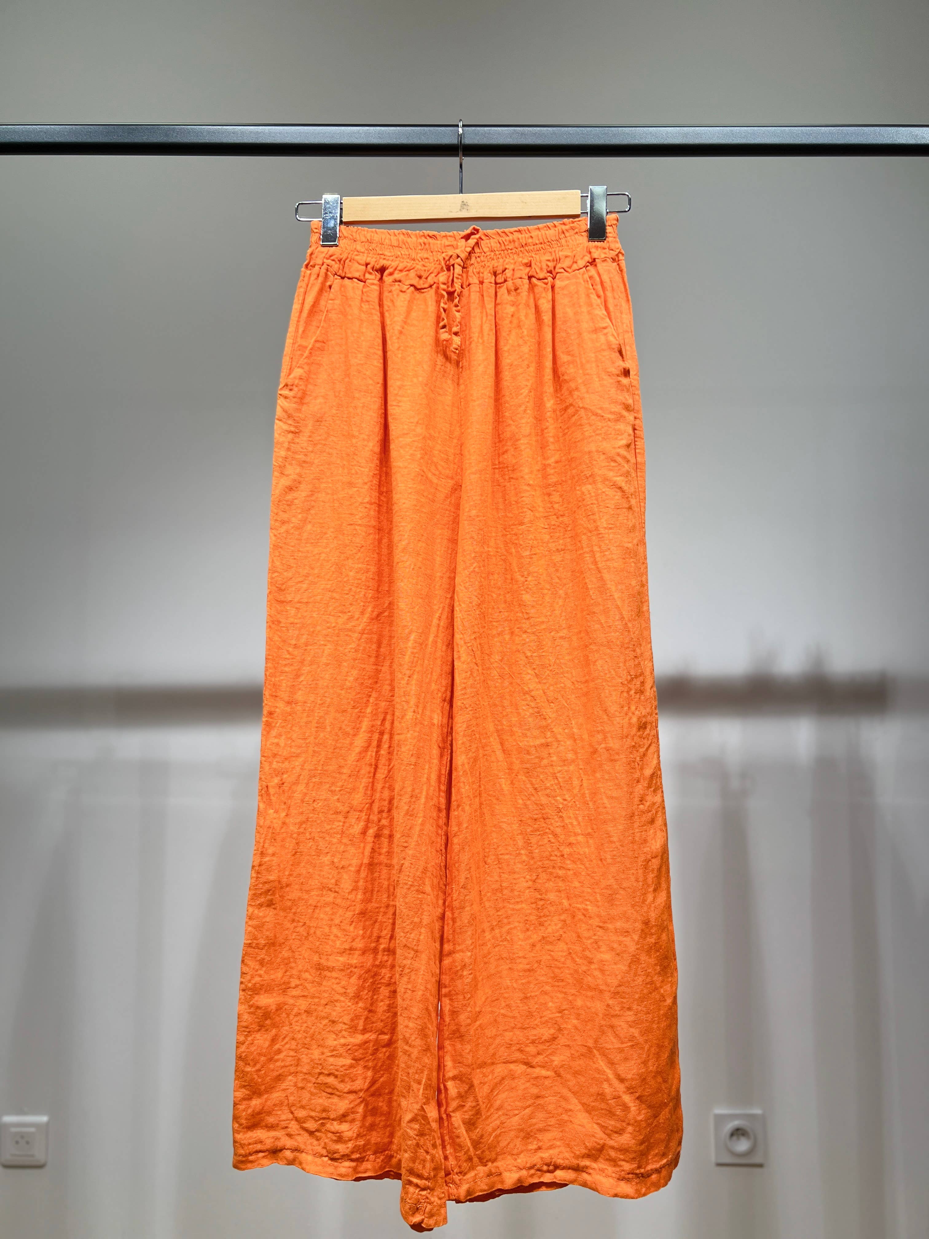 L'Emotion - Wholesale Pants - Women's - Wide Leg Elastic Waist Drawstring Pants 100% Linen17