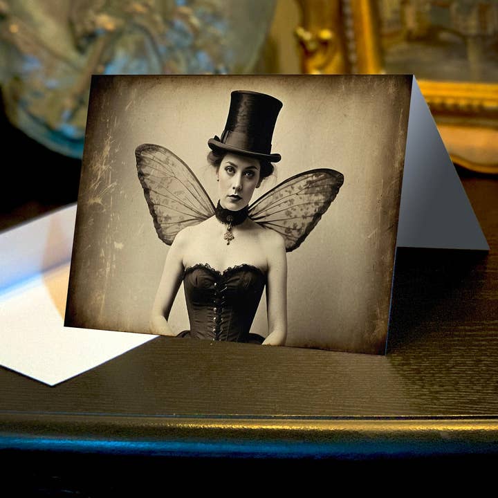 Ebon et Noir LLC - Venta al por mayor Tarjetas de felicitación - Mujer victoriana con alas de duendecillo, juego de tarjetas de felicitación de Halloween, con sobres blancos, 5 x 7 pulgadas0