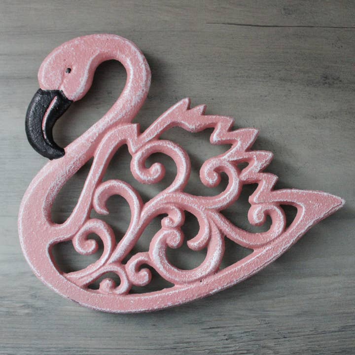Pink Flamingo Cast Iron Trivet for wholesale by CB Home Collection