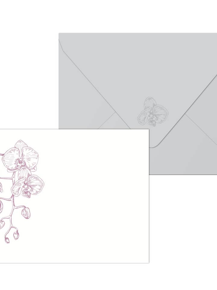 Orchid Flat Card Pack for wholesale by Rust Belt Love Paperie