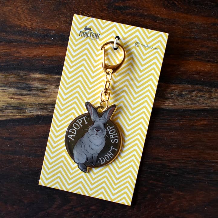Firlefanz Design – Engroshandel Nøglering - Unisex – Nøglering ”Adopt don't shop” med kanin1