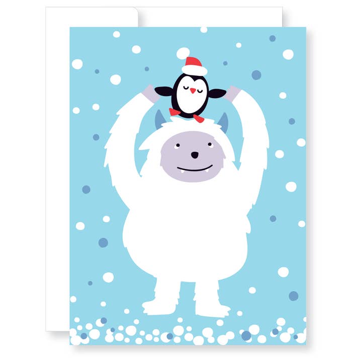 Carte de vœux de Noël Yeti pour la vente par GreatArrow Graphics
