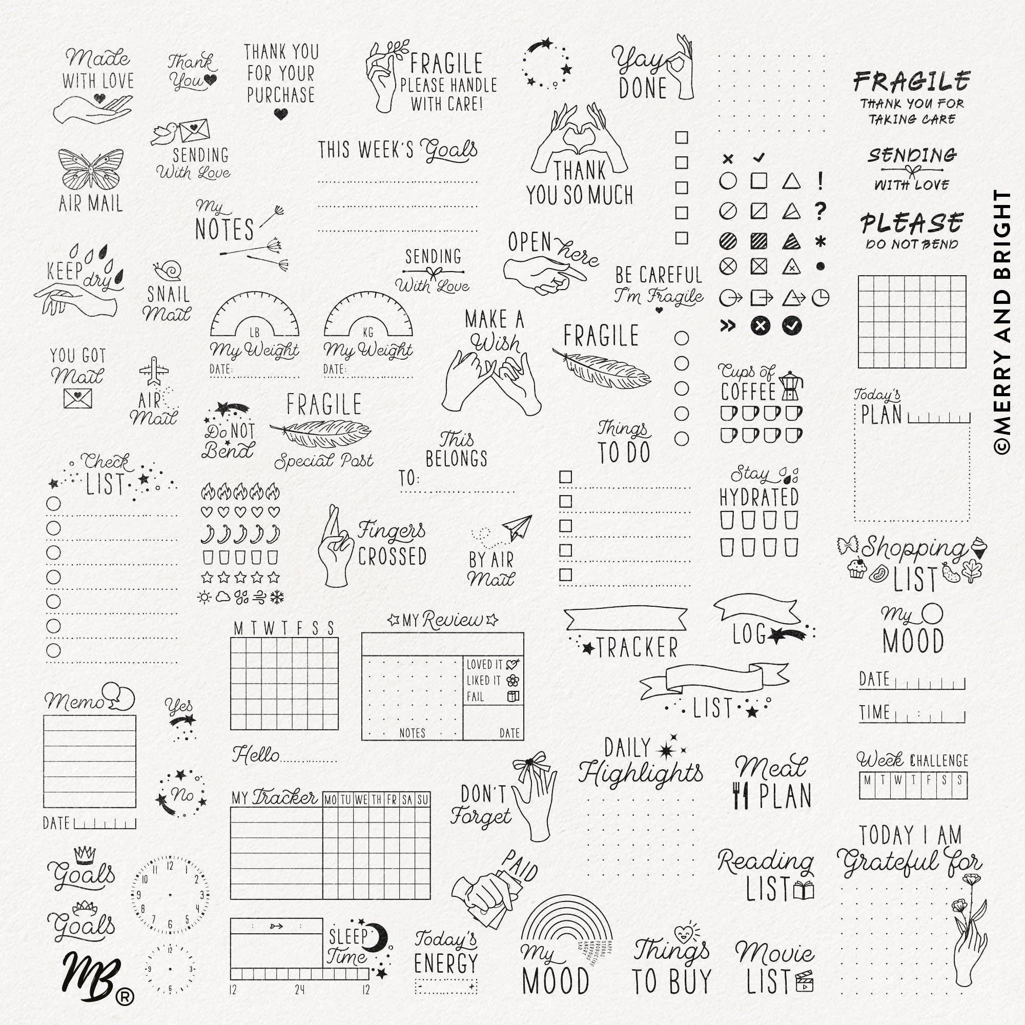 Merry and Bright – wholesale Rubber/decorative stamp – Rating stamp 30 x 10 mm1