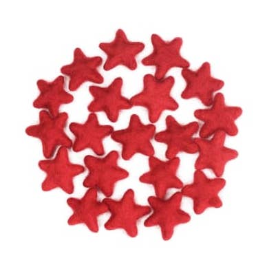 Felt Stars Red 3-4 cm - 10 pcs for wholesale by The Felt Pod