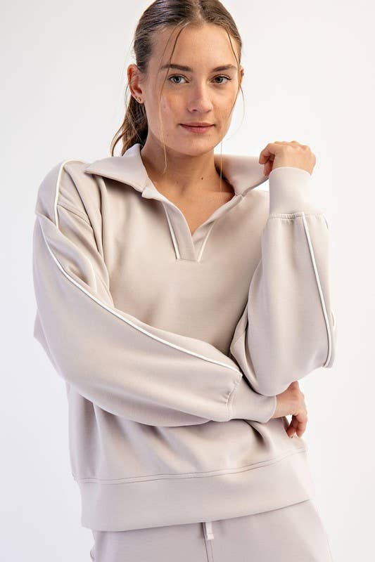 Sunday Morning - Vente Polo – femme - T580037-Polo à manches longues en modal scuba avec double passepoil9