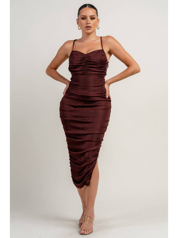 PRIVY - Wholesale Dress - Women's - PD79090BST_METALLIC FISHNET KNIT SWEET HEART LACE UP BACK RUCHING MAXI DRESS5