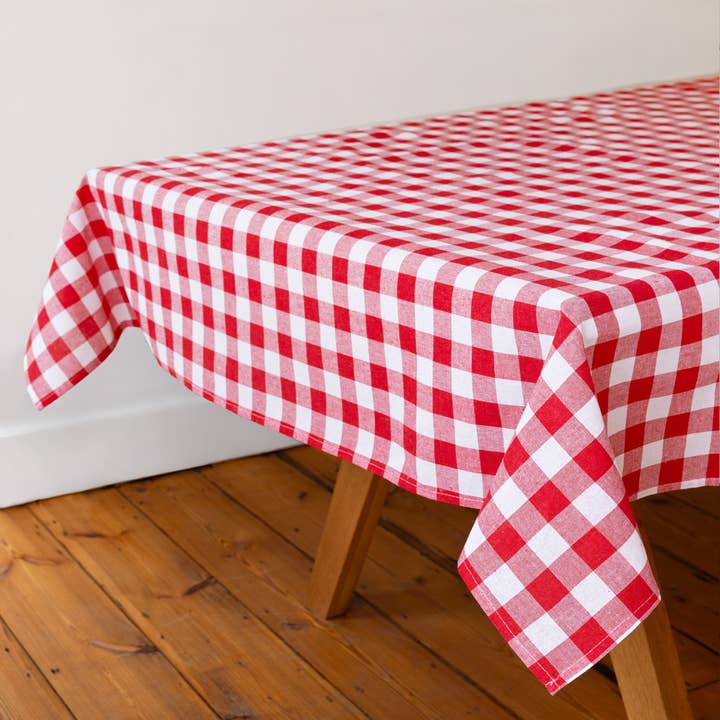 Talking Tables USA - Wholesale Tablecloth - Red & White Fabric Gingham Tablecloth | Summer| 4th of July|