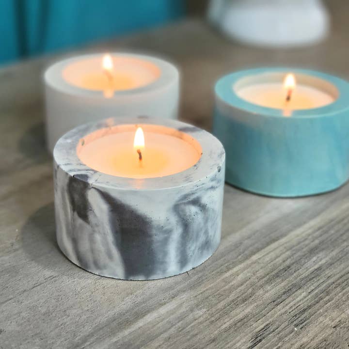 Concrete Round 100% Tealight Candles for wholesale by Wize Owl Concrete Candles & Designs