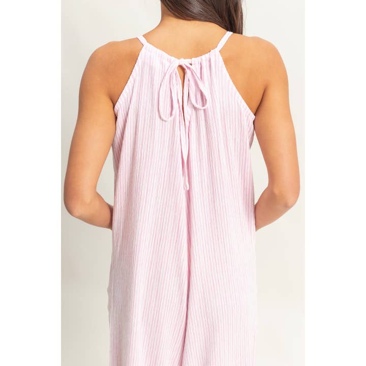 HYFVE - Wholesale Jumpsuit - Women's - DZ24E188-Striped V-Neck Sleeveless Jumpsuit
