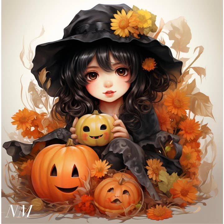 Cadeau d'Halloween, décoration d'Halloween. Art imprimé de sorcière à la citrouille pour la vente par Art By Nataliia