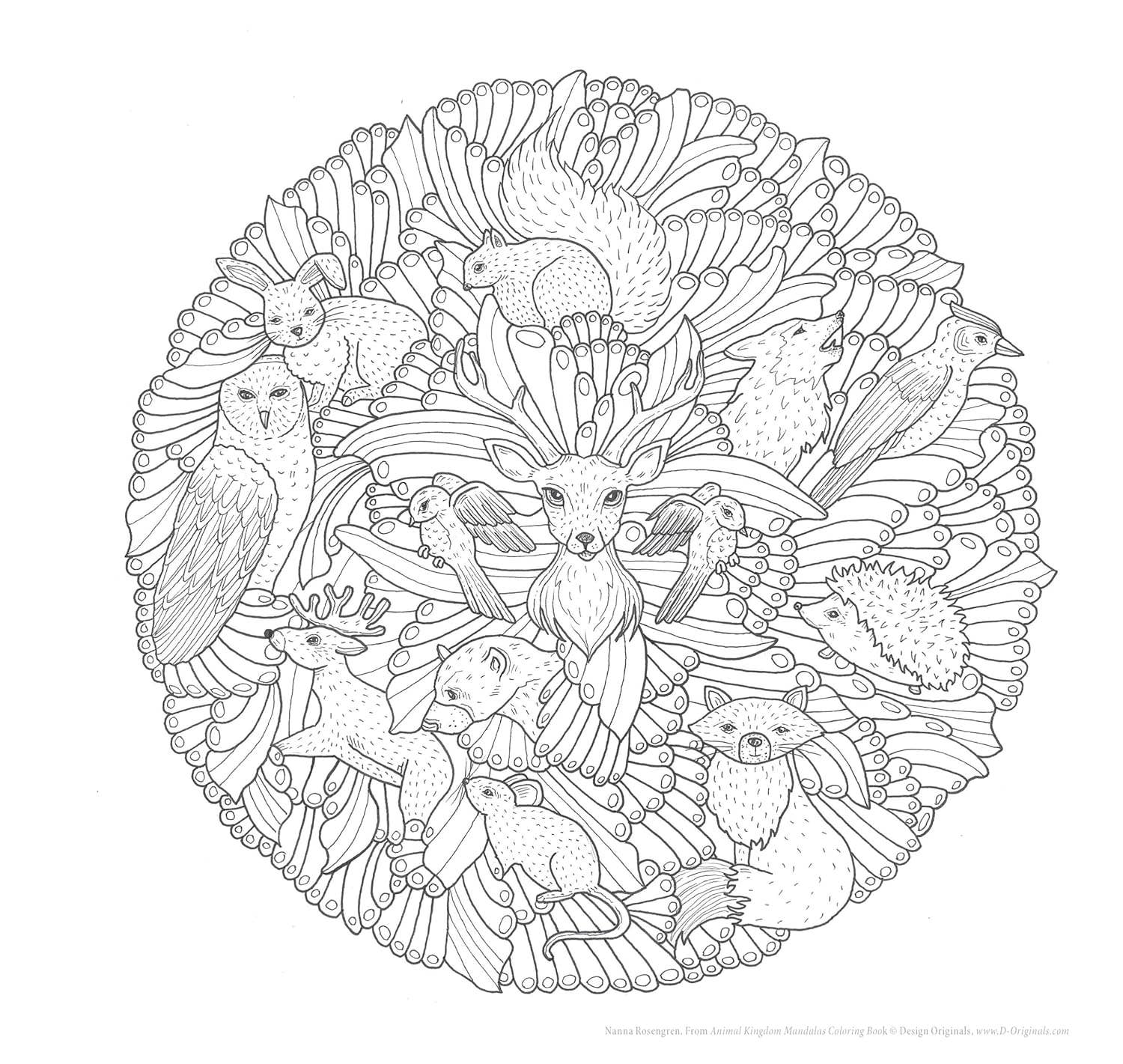 Fox Chapel Publishing - Venta al por mayor Libro para colorear y cuaderno de actividades - Adultos - Libro para colorear de Mandalas de Animal Kingdom, magníficos diseños2