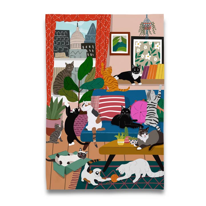 Naked Decor - Wholesale Tea Towel - House of Kitty Cats Tea Towel
