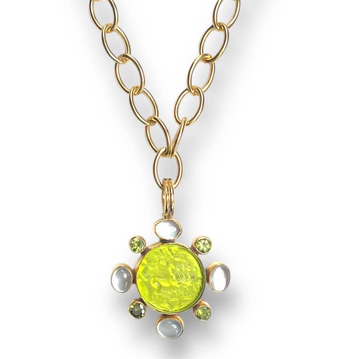 Dina Mackney - Wholesale Pendant/Charm Necklace - Nike Intaglio Peridot Enhancer