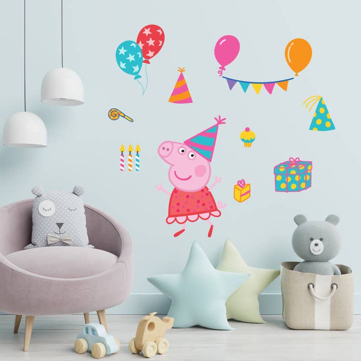 Peppa Pig Muursticker - Peppa Pig Feestset Muursticker Kinderkunst voor wholesale door Themed