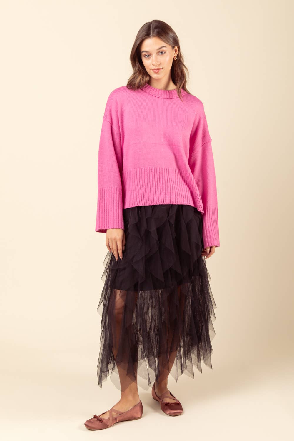 VERY J - Wholesale Rok - Dames - VERY J Barbie gelaagde tule midi-rok met waterval en elastische taille17