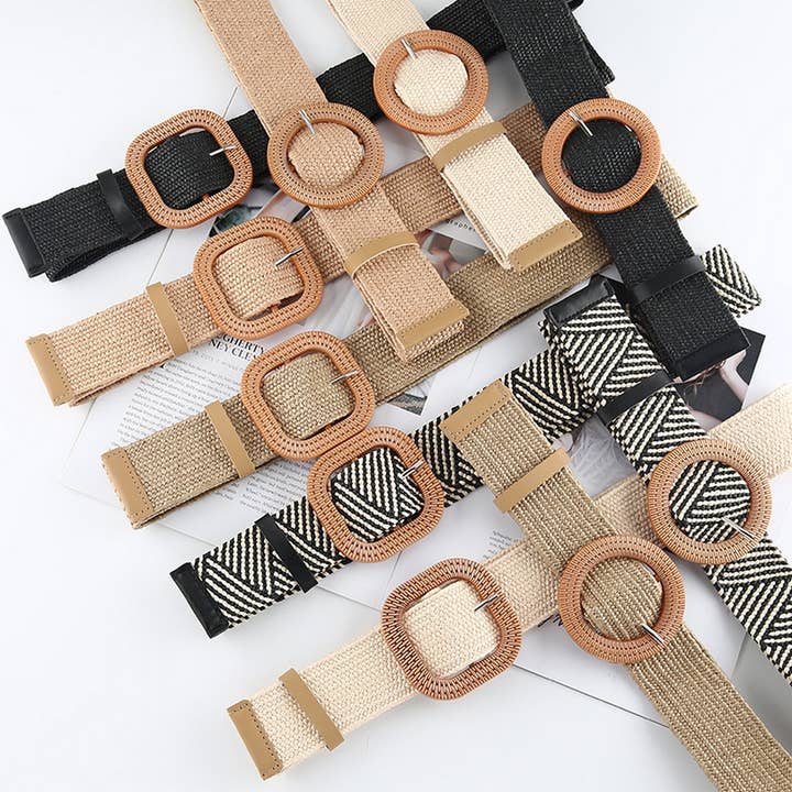 NINEXIS - Wholesale Belt - Women's - CWABE0545_VINTAGE BRAIDED SQUARE BUCKLE BELT