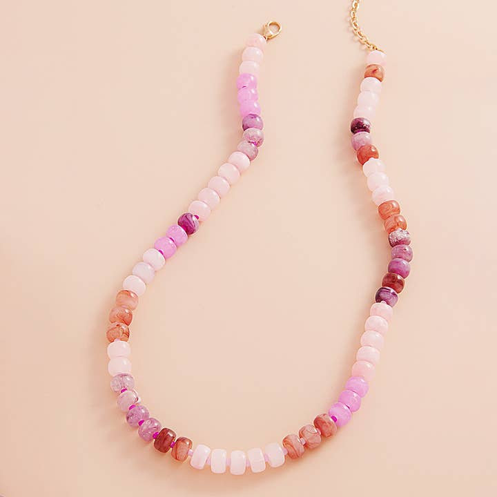 Sensibling Corp. - Wholesale Beaded/Pearl Necklace - Ombre Flat Round Shaped Beaded Necklace