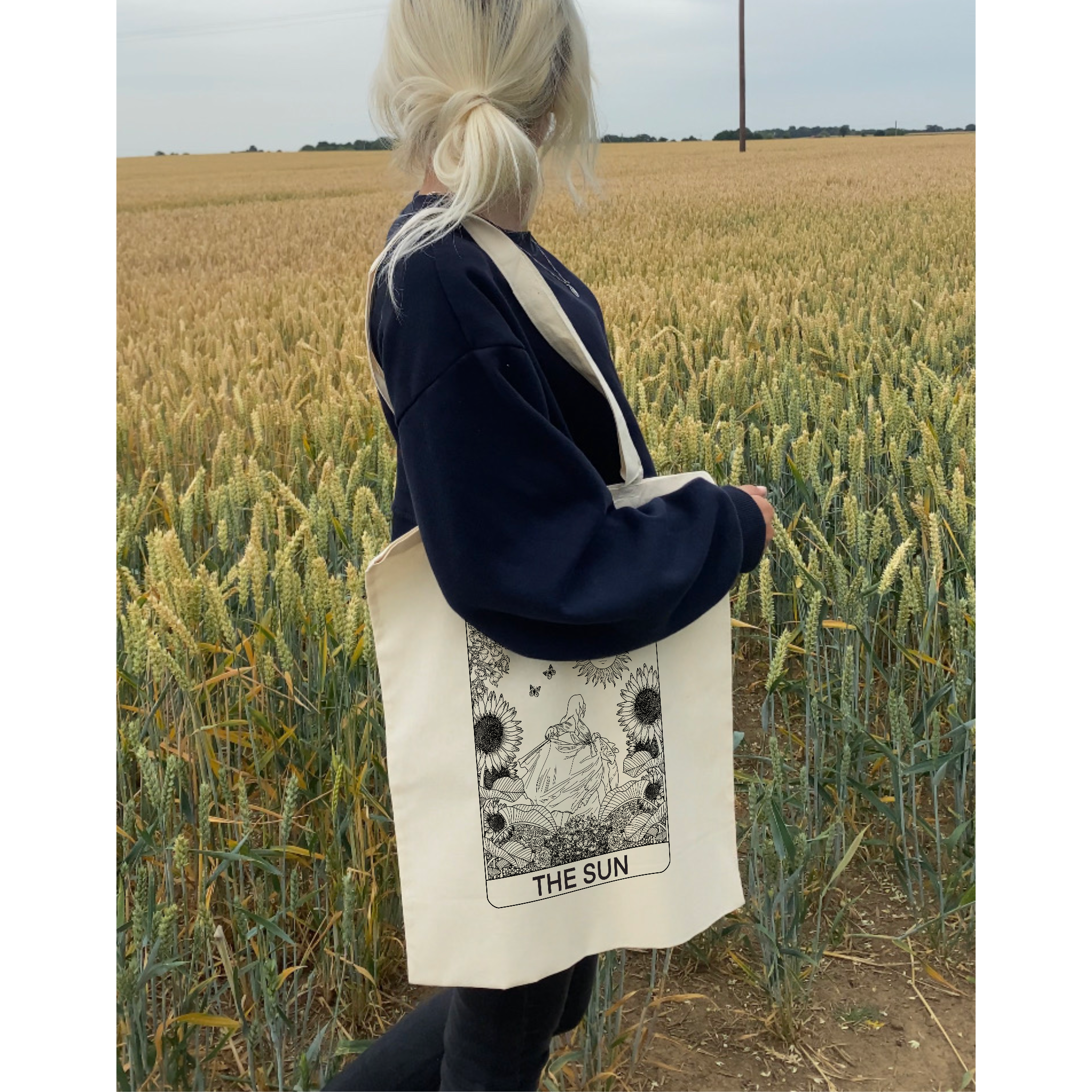 Jodie Moulson Art & Design – Sacola - Mulher por atacado – Sacola de algodão natural The Sun Tarot Card2