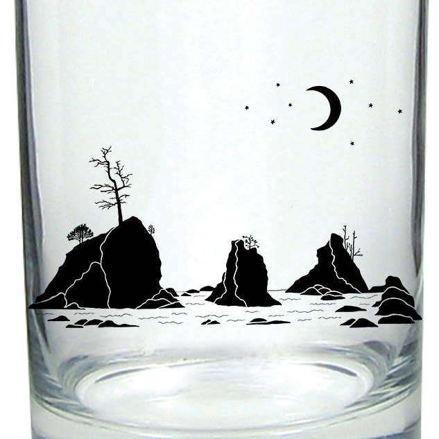Moon Over Three Graces 14oz Tumbler Lowball Rocks Glass for wholesale by Salty Raven Glassware