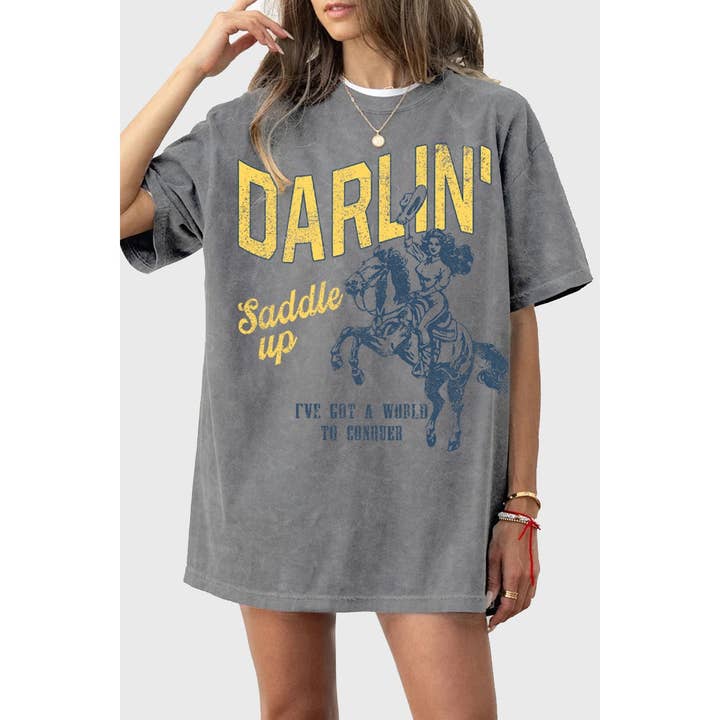 HRTandLUV - Wholesale Screen Printed T-Shirt - Women's - DARLIN SADDLE UP MINERAL GRAPHIC TEE