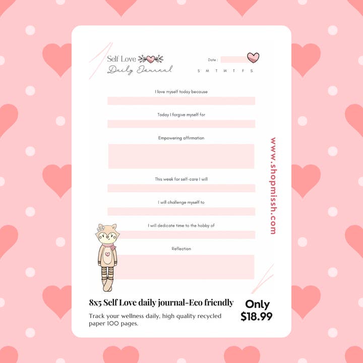 8X5 Self Care Journal - Eco Friendly - 50 pages for wholesale by Missh Shop