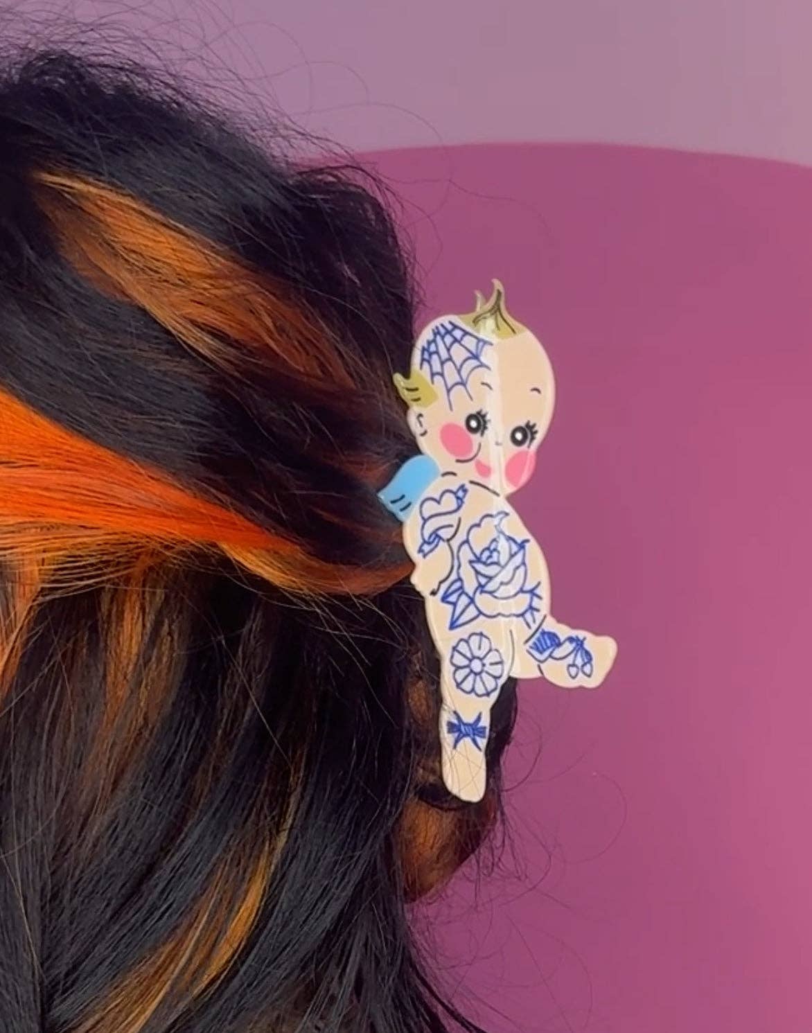 Grlpwr Art - Wholesale Hair Clip - Women's - Tattooed Kewpie Claw Clip (PREORDER)1