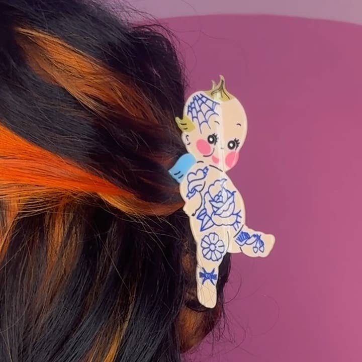 Grlpwr Art - Wholesale Hair Clip - Women's - Tattooed Kewpie Claw Clip (PREORDER)1