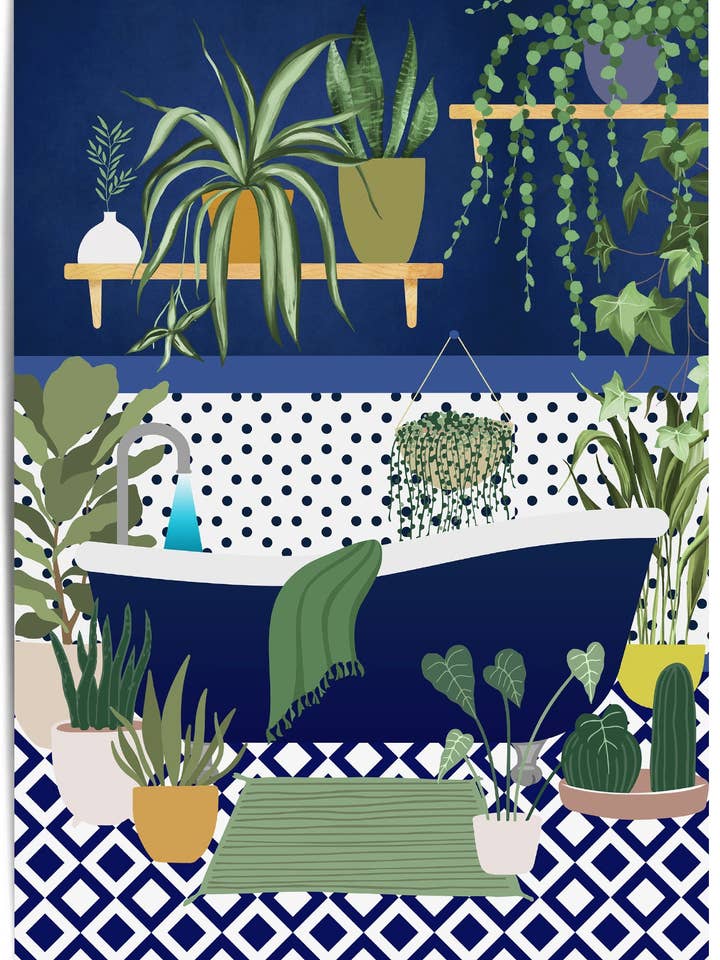 Tropical Blue Bathroom Print for wholesale by THE WALL HABITAT
