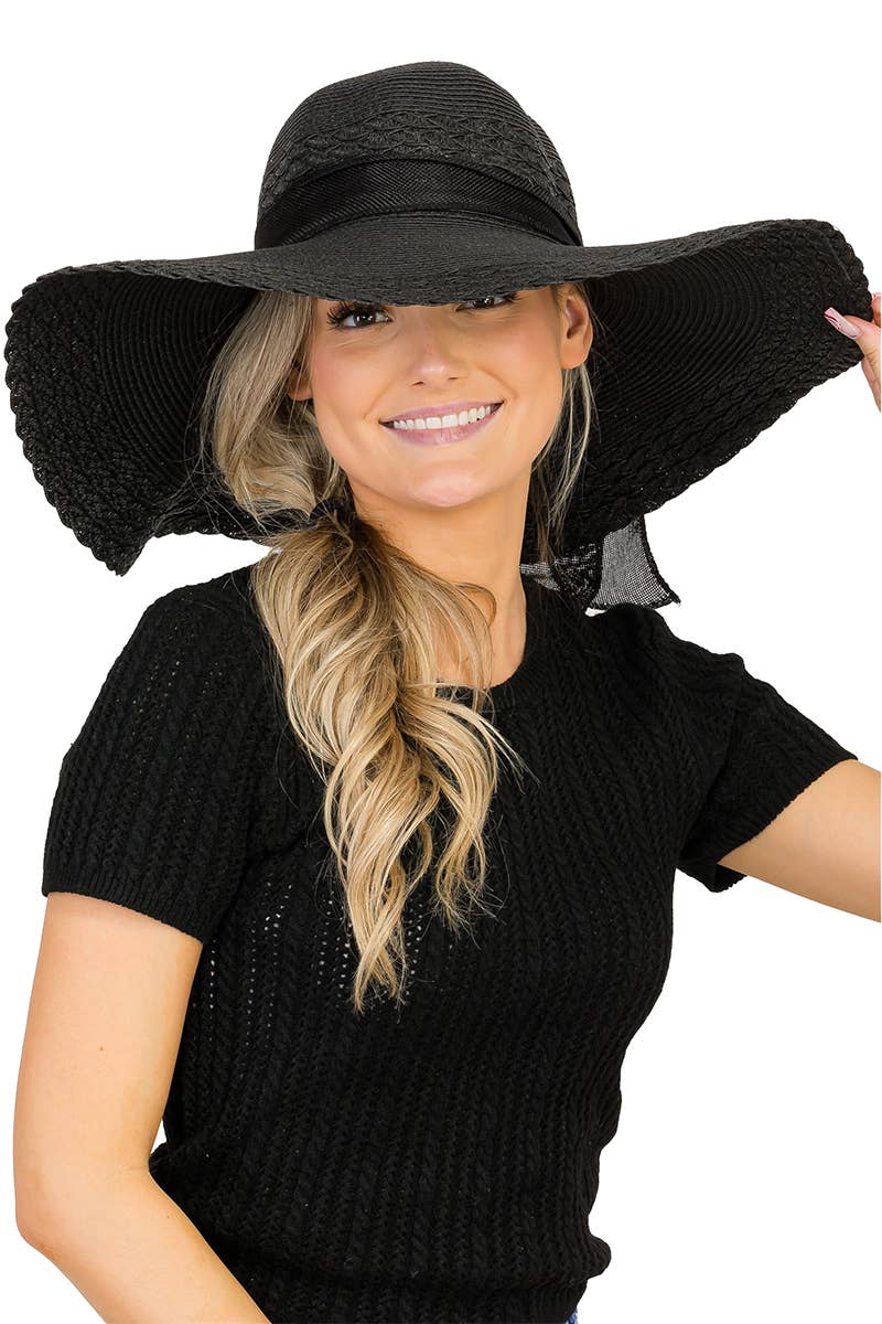 Cap Zone – Engroshandel Stråhat – til kvinder – Kammusling Hem Jute Chiffon bue papir halm Floppy solhat7