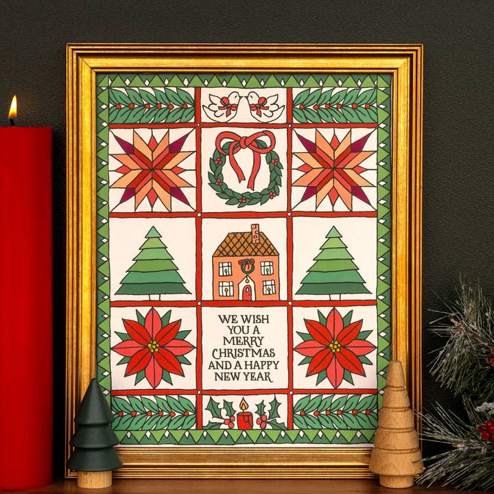 We Wish You a Merry Christmas House Art Print for wholesale by Little Things Studio