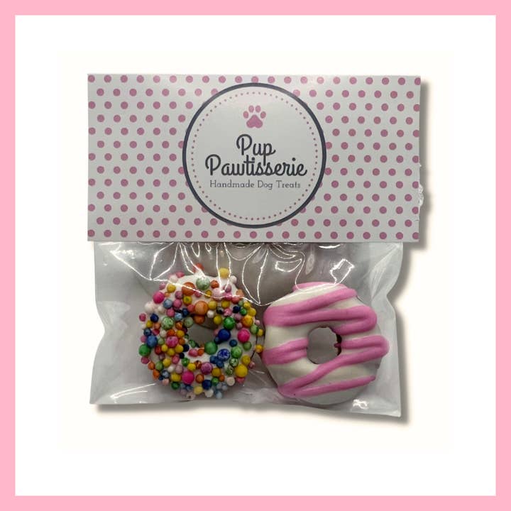 Pup Pawtisserie - Wholesale Pet Treats - Dog - 2 Pack Mini Donuts - Multicolored Sprinkles