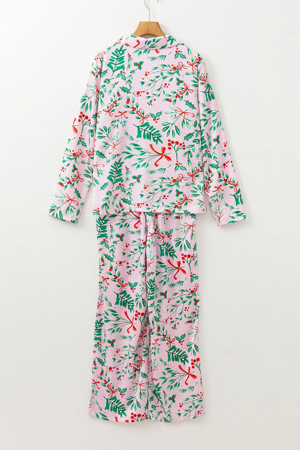 Rose Ensemble de pyjama en satin avec chemise et pantalon Christmas Berries en vente sur Faire1