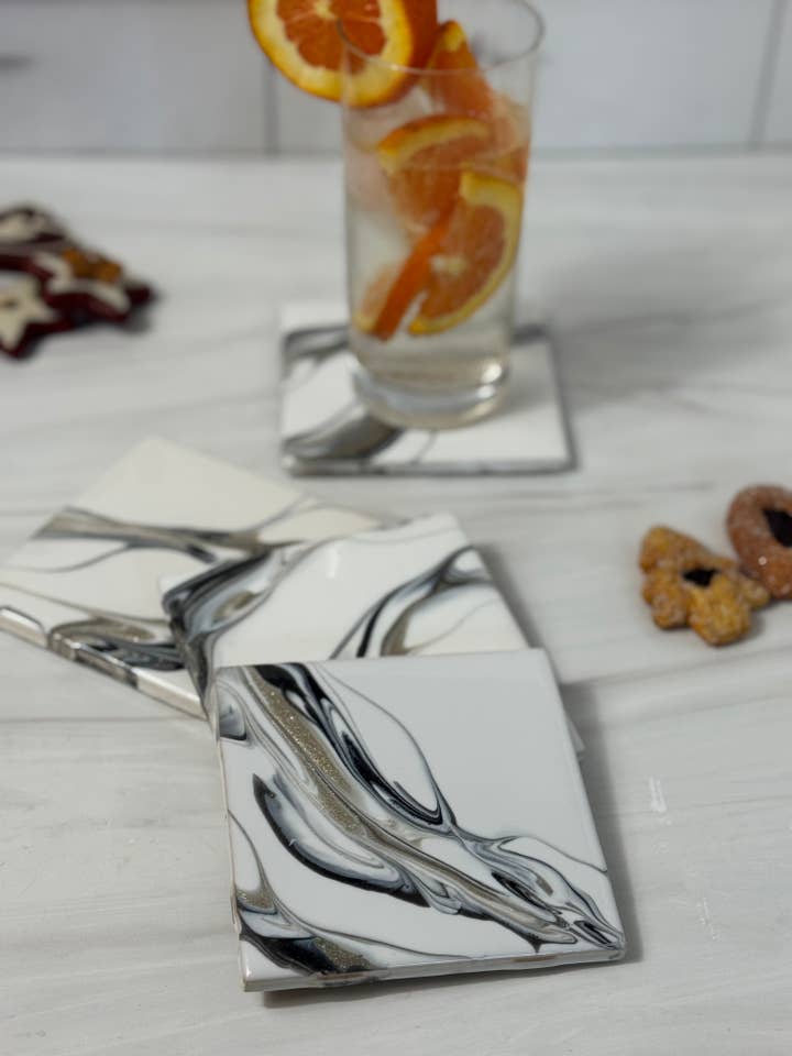 Dessous de verre en carreaux résine époxy pour la vente par LMW Designs