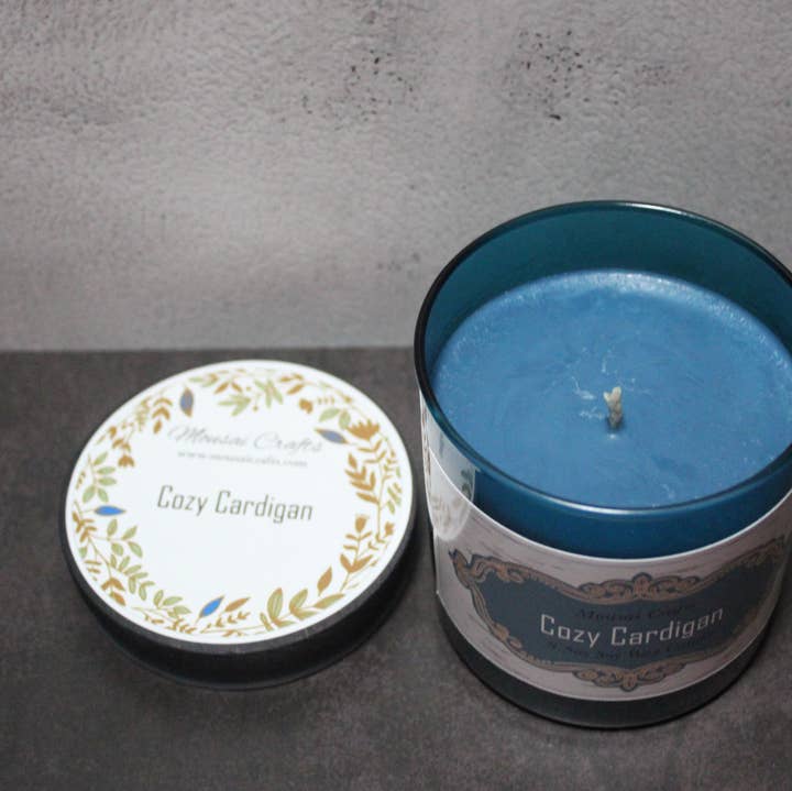 Mousai Crafts - Wholesale Jar/Filled Candle - Cozy Cardigan 8.5oz Soy Wax Candle0